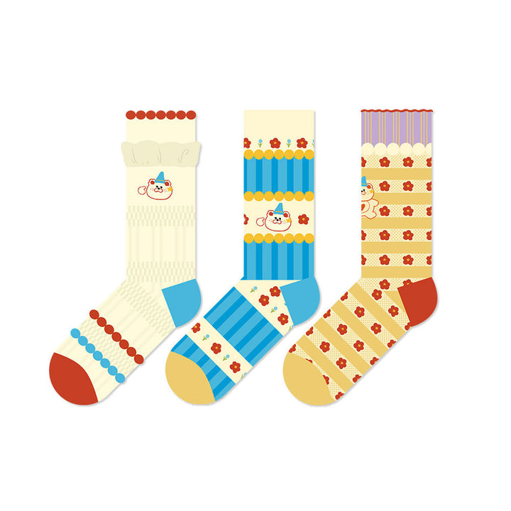 Beligogo Colorful Patterned Crew Socks for Women 