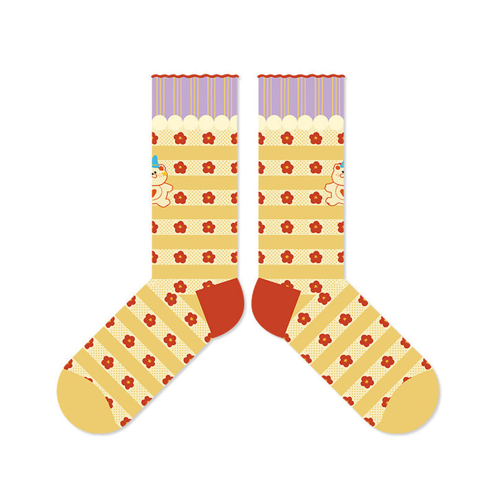Beligogo redflower socks for women