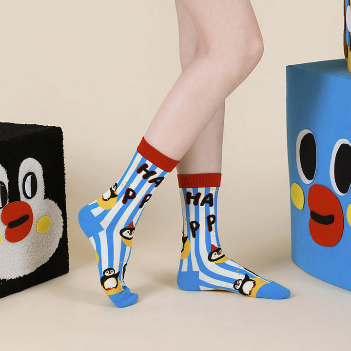 Beligogo Adorable Penguin Cotton Mid Calf Socks