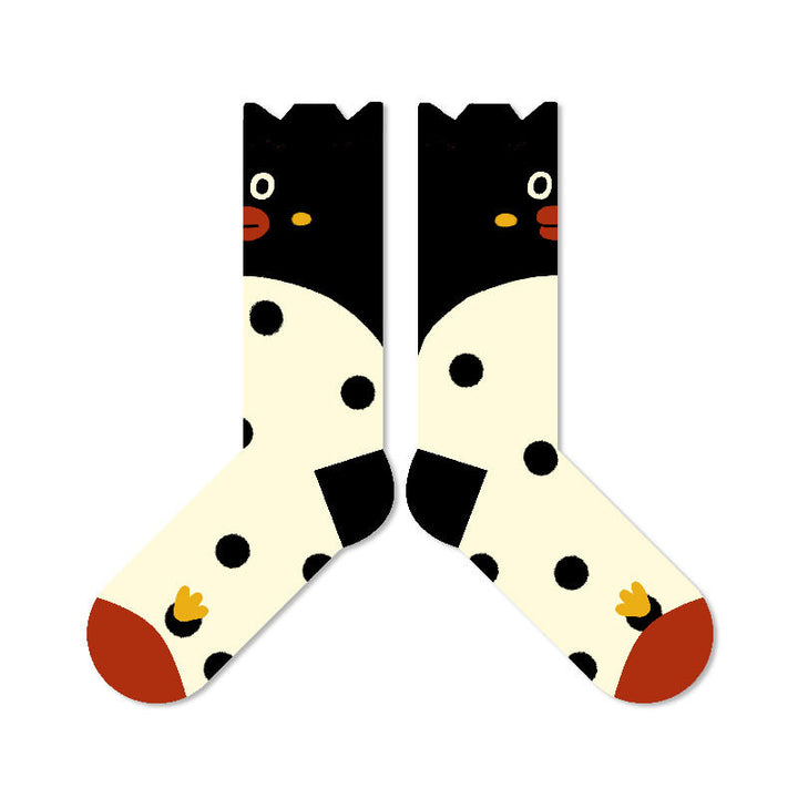 Beligogo Big Face Penguin Crew Socks