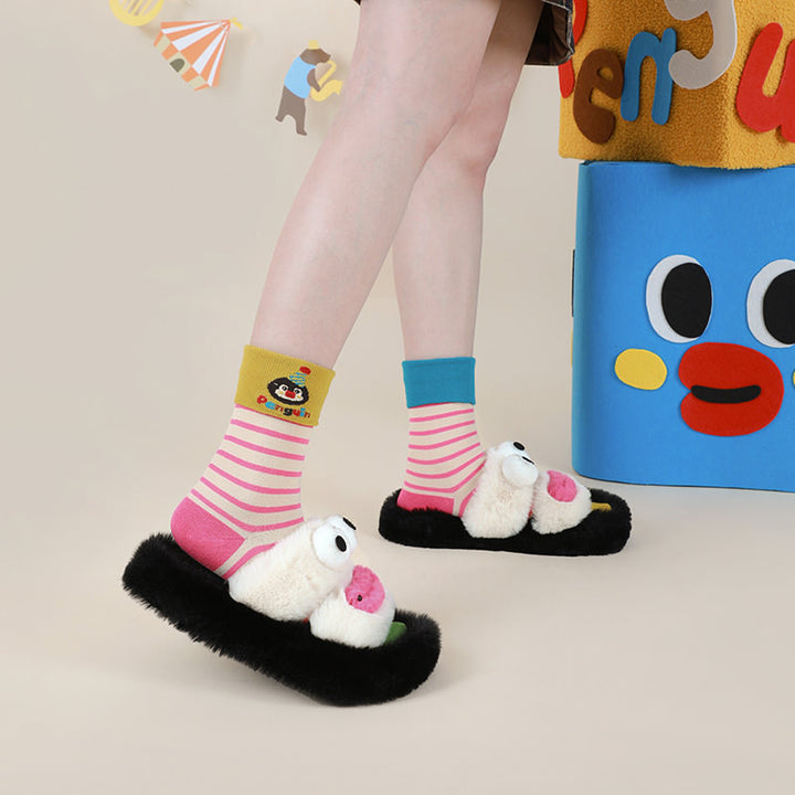 Beligogo Adorable Penguin & Striped Crew Socks: Comfort, Breathability, Anti-Slip Fit