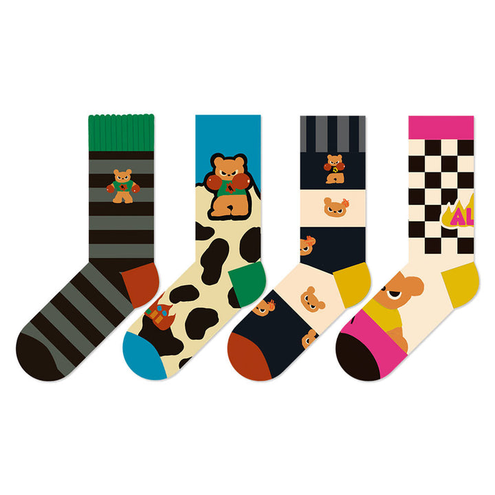 Beligogo's Playful Bear-Themed Crew Socks for Youth - 4 Styles