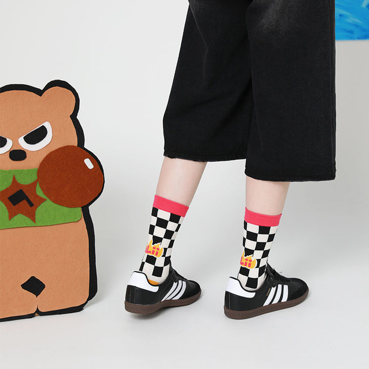 Beligogo's 4 Fashionable & Soft Bear Crew Socks for Young Wearers