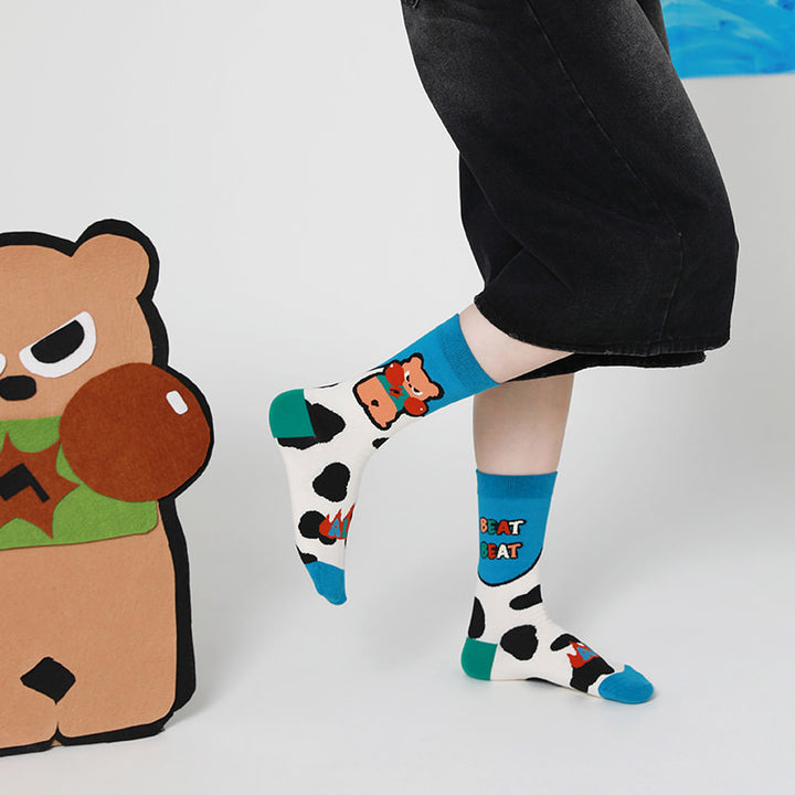 4 Fun & Comfortable Beligogo Bear-Print Crew Socks for Boys & Girls