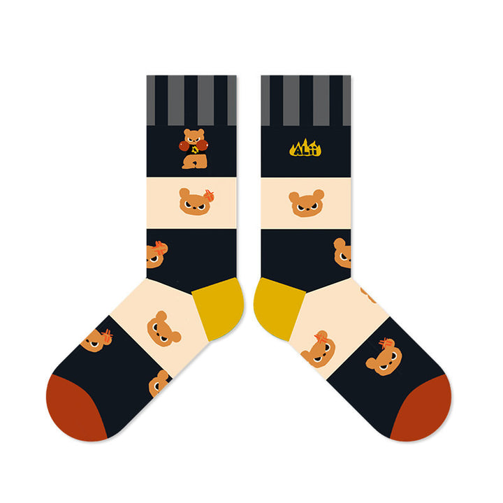 Set of 4 Beligogo Stylish & Breathable Bear Crew Socks for Children