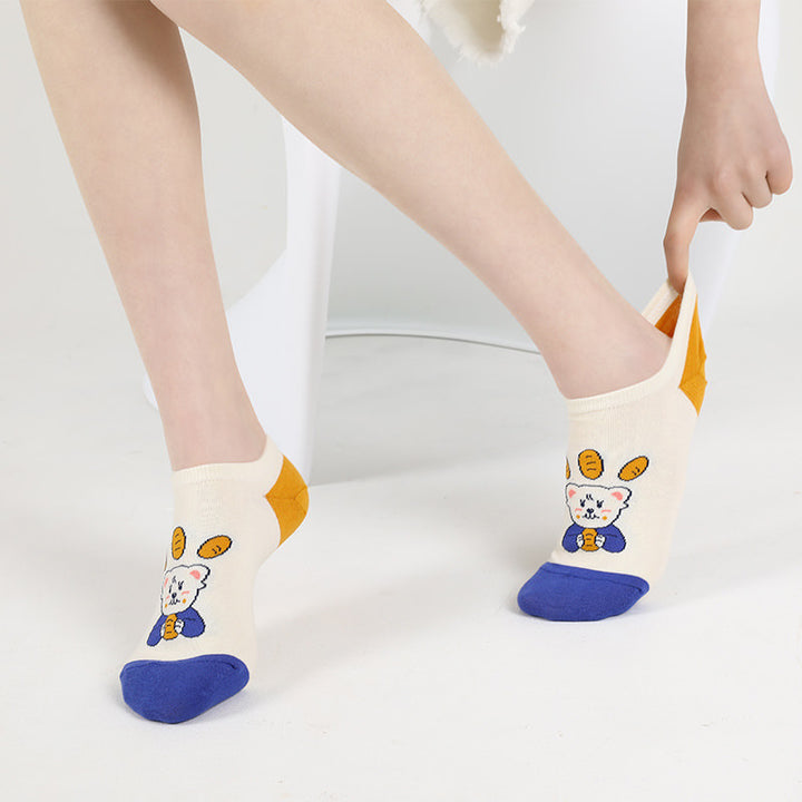 Beligogo 5 Whimsical Bear Ankle Socks: Breathable & Cozy