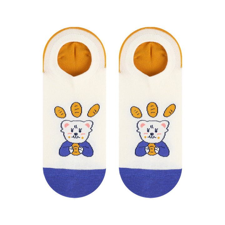 Beligogo 5 Cute Bear Ankle Socks - Moisture-Wicking & Anti-Slip