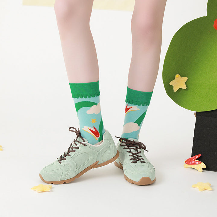 Beligogo 4 Elegant & Functional Hopping Rabbit Crew Socks