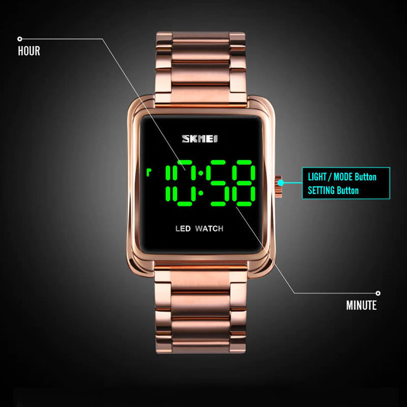 SKMEI 1505 Simplified Square LED Watch Waterproof w Night Light FantaStreet