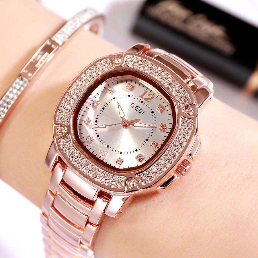 GEDI Golden Quartz Watch for Women Luxury Brand Diamond Waterproof Fashion  Silver Lady Clock Casual Dress Female Quartz Watches - AliExpress