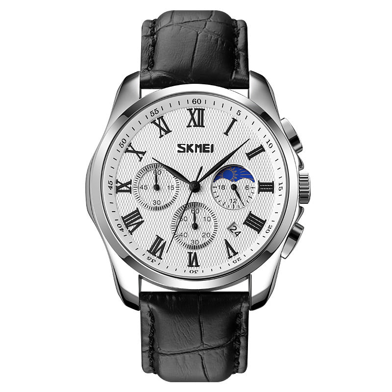 SKMEI 9156 Original Leather Quartz Watch for Men - Skmei India